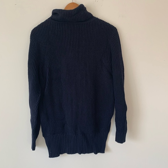 NICHOLAS Cable Knit Turtleneck Sweater Cotton Blue - Picture 5 of 7